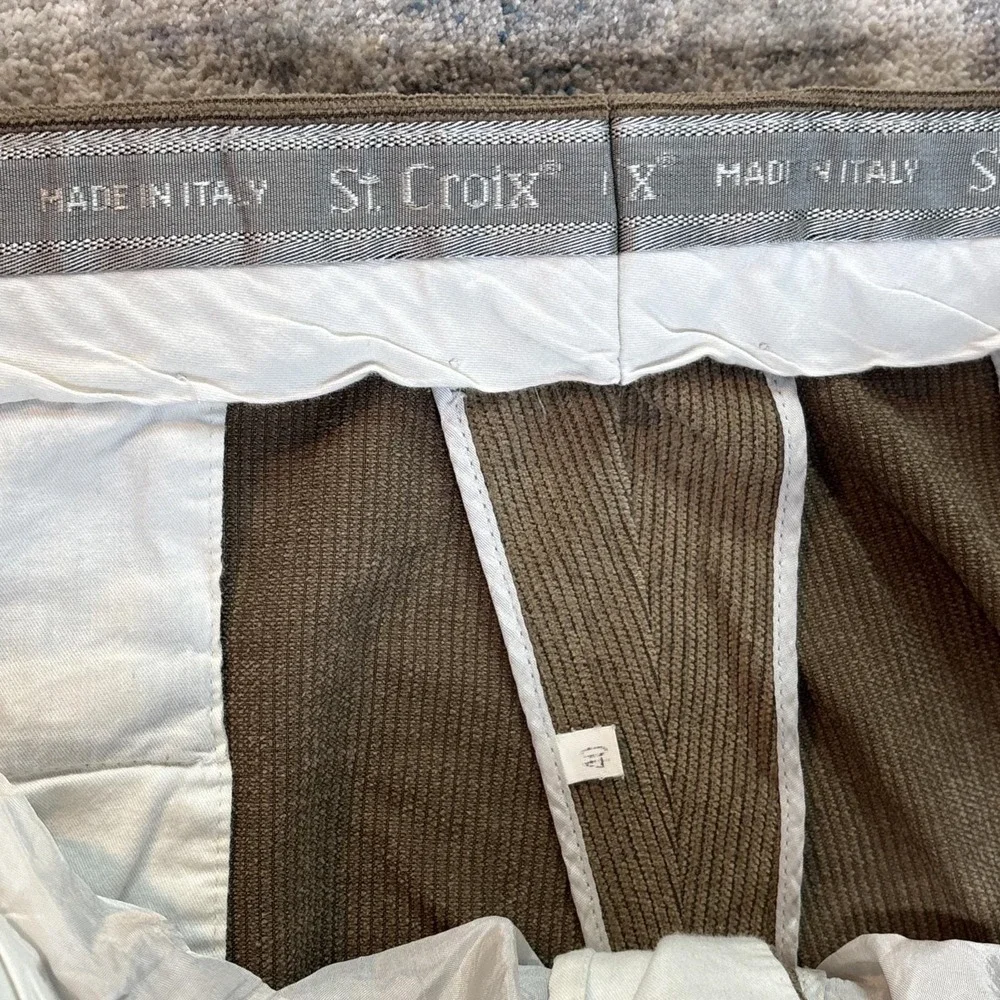 St. Croix Italy Micro Corduroy Dress Pants Mens 40 Brown Wool Blend Luxury‎